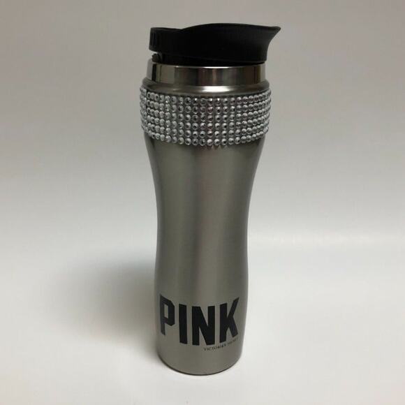 Victoria's Secret PINK Silver Tumbler Bling Sparkle RARE - NEW - Picture 1 of 4